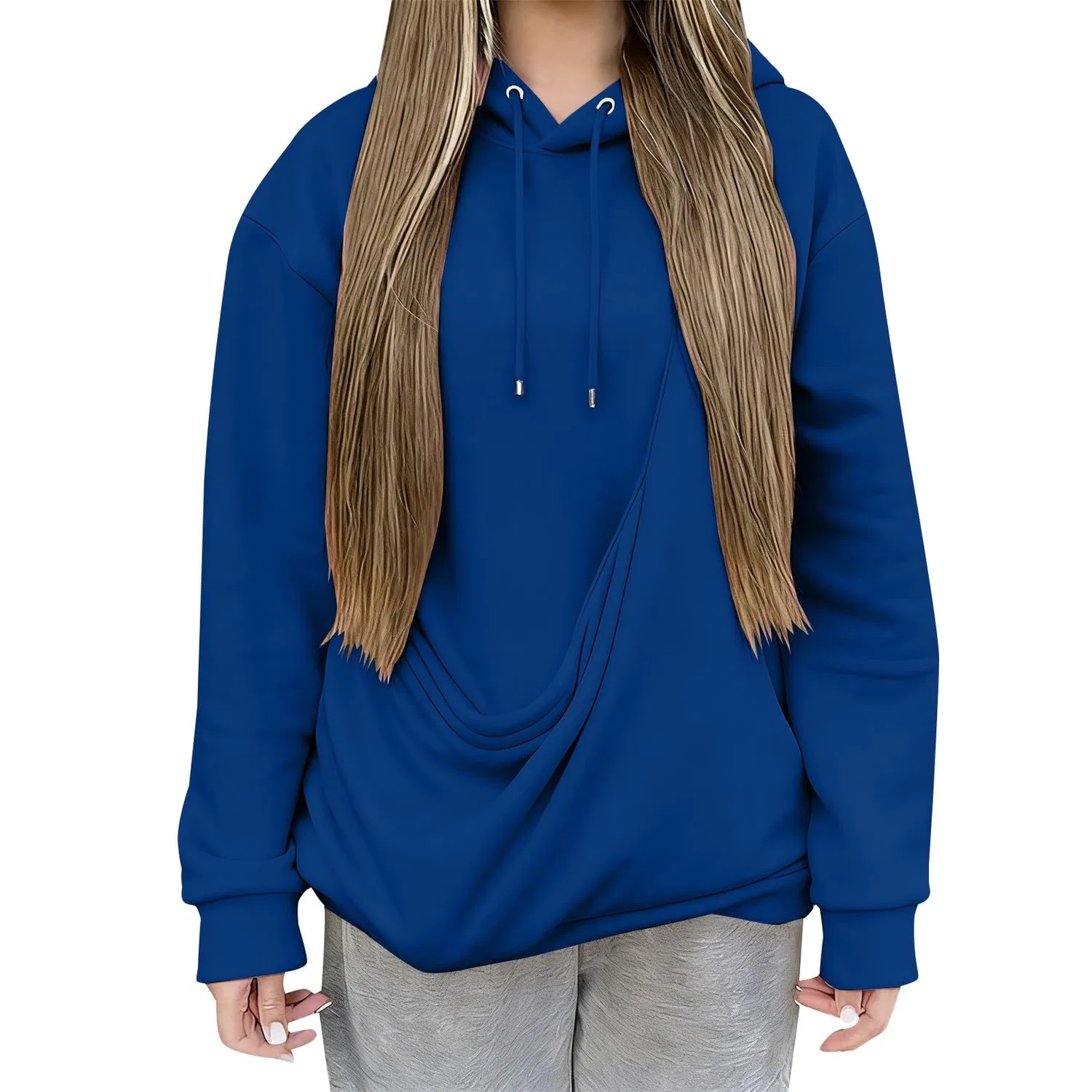 Женская худи с кенгуру-карманом Cat Hoodie, blue — фото 4