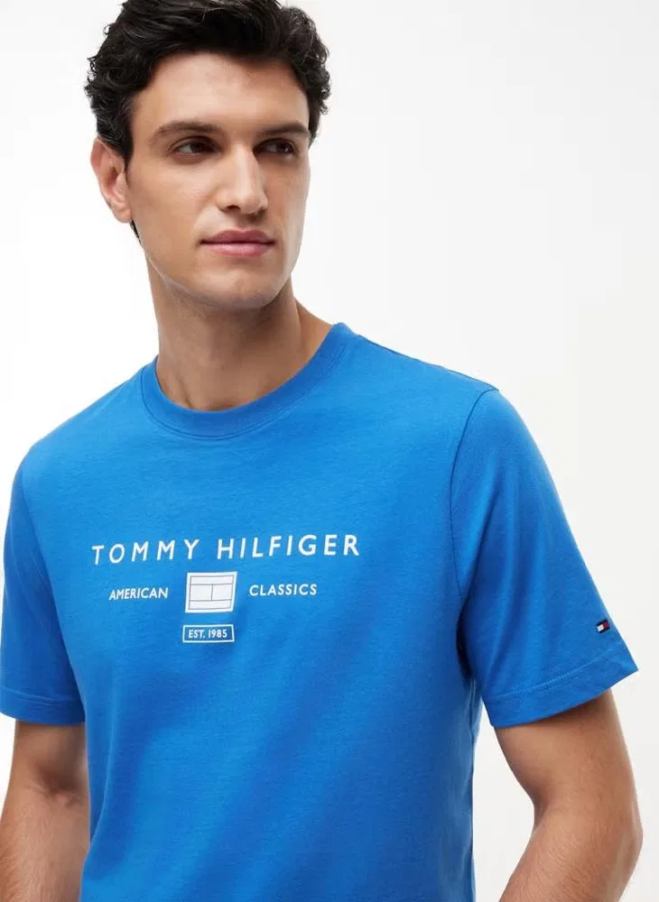 Футболка с логотипом на груди Tommy Hilfiger, синяя — фото 3