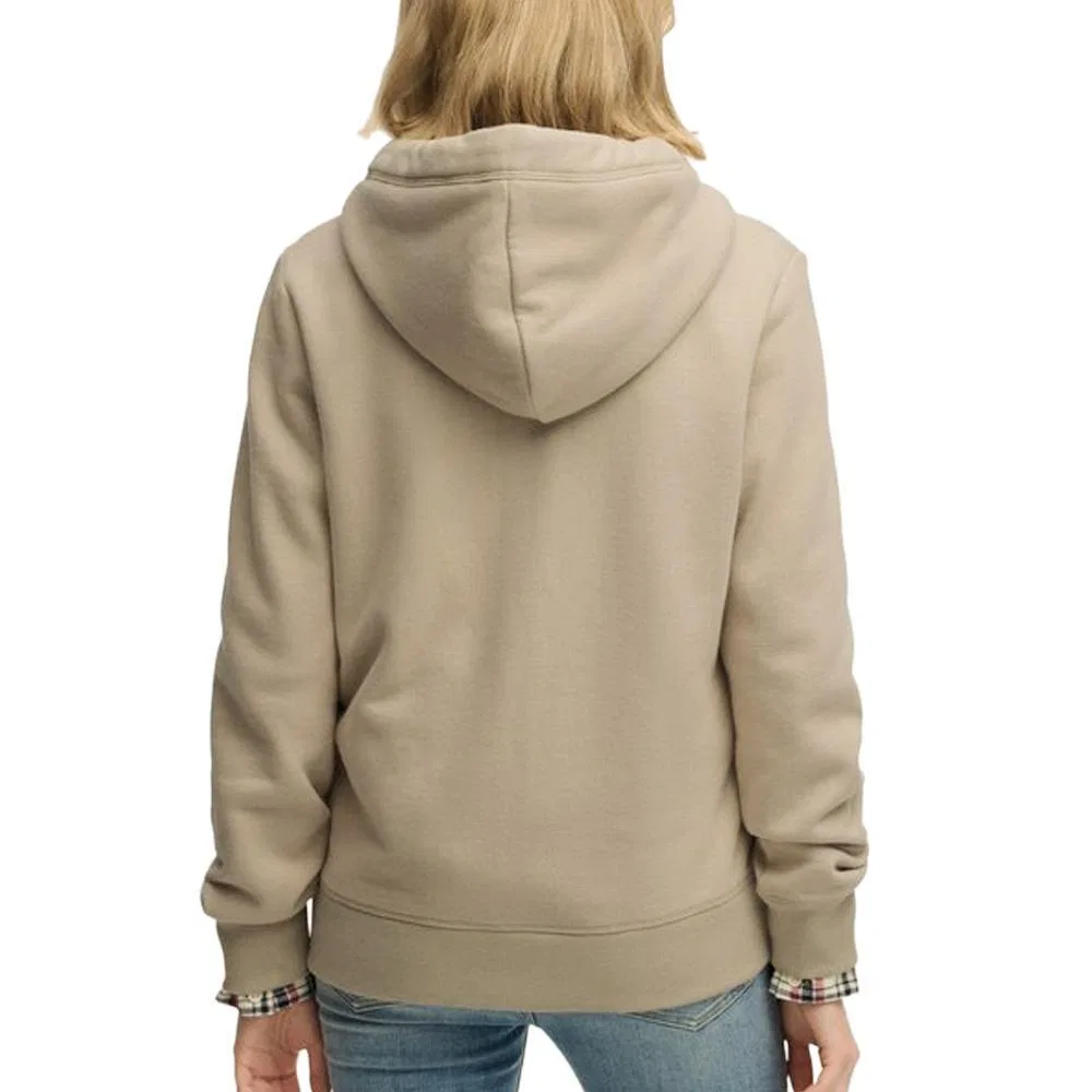 Женское худи с капюшоном и молнией Essential Logo Superdry, Beige — фото 3