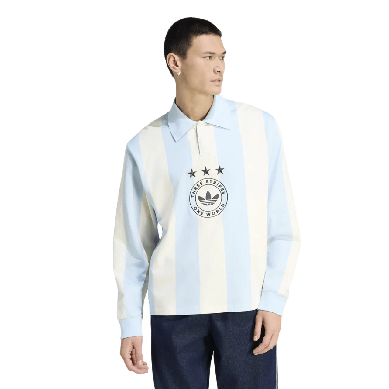 Мужская футболка-поло с длинным рукавом GFX Adidas Originals, цвет Beige/Carolina