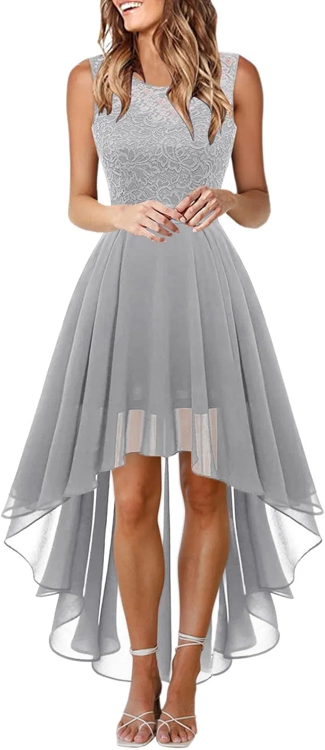 Женское коктейльное платье с кружевом Sleeveless Lace Cocktail Dress, Grey