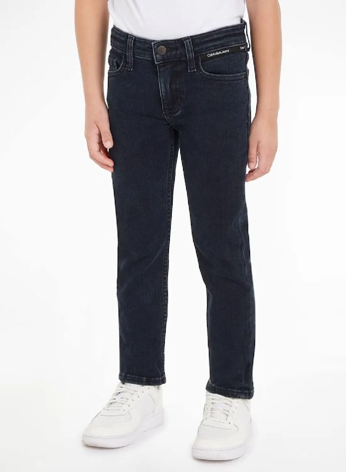 Джинсы прямые с посадкой mid rise, модель Slim fit, Calvin Klein Jeans, синий