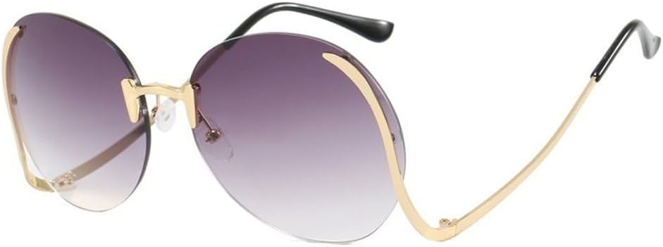 

Модные роскошные солнцезащитные очки без оправы круглой формы для женщин, большие солнцезащитные очки с градиентным переходом цвета для активного отдыха TKKTLLT, Gray3556