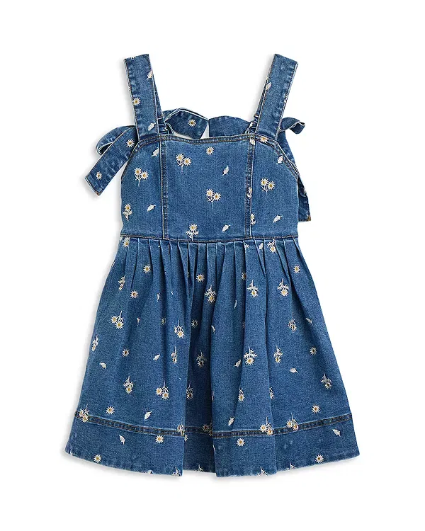 Детское платье для девочек с принтом Catalina Daisy Denim Bardot Junior, Denim Blue