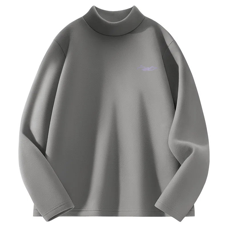 Детское полуводолазка утепленная на флисе прямого кроя MINISO, Thermal Fleece Gray Purple Graffiti Chest Logo