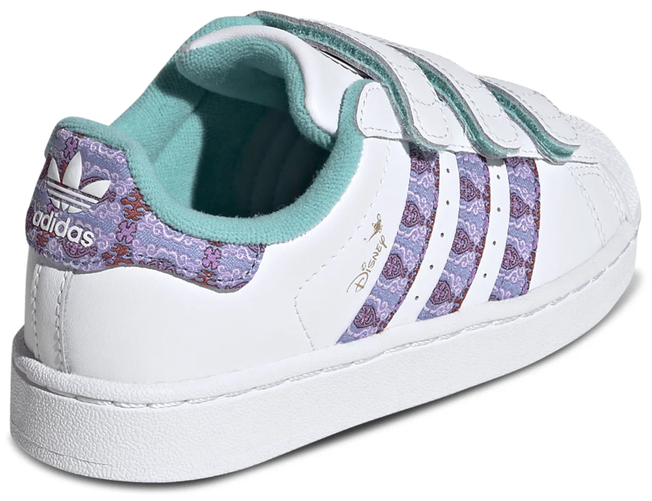 Детские кроссовки для девочек с кожаным верхом, модель Superstar, adidas, White Purple — фото 3