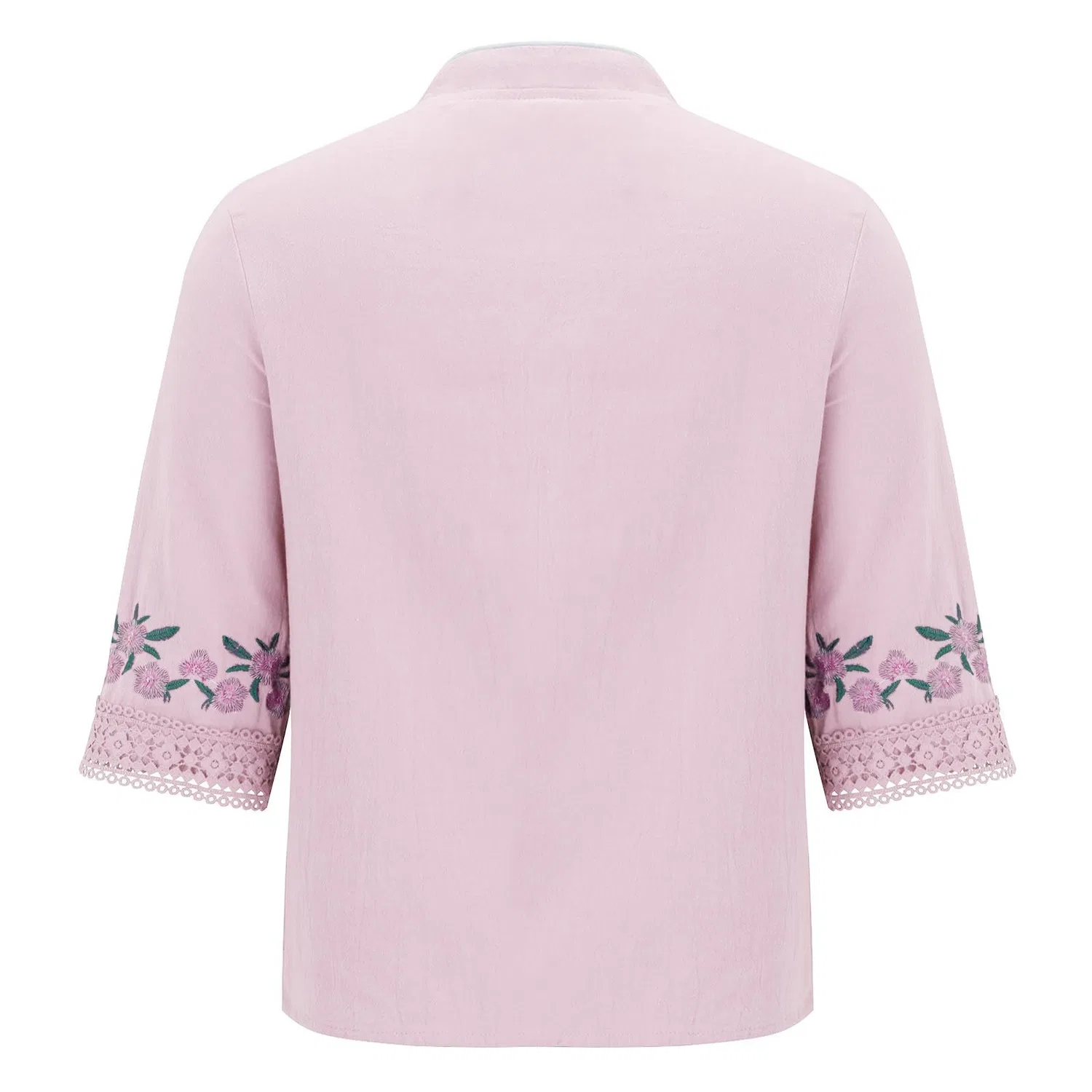 Женская блузка с длинным рукавом, китайский стиль, Pink — фото 4