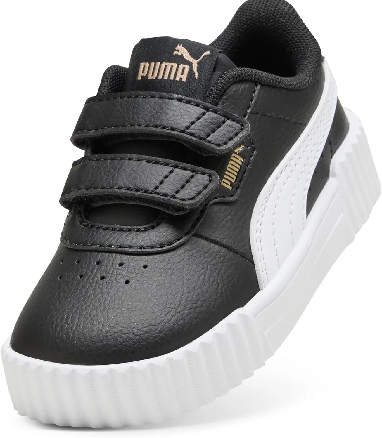 Детские кроссовки для девочек Carina 3.0 V PUMA, Puma Black-Puma White-Puma Gold — фото 2