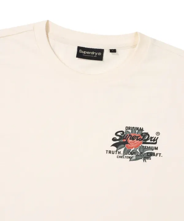 Футболка с цветочным принтом и логотипом, Superdry, кремовый — фото 3