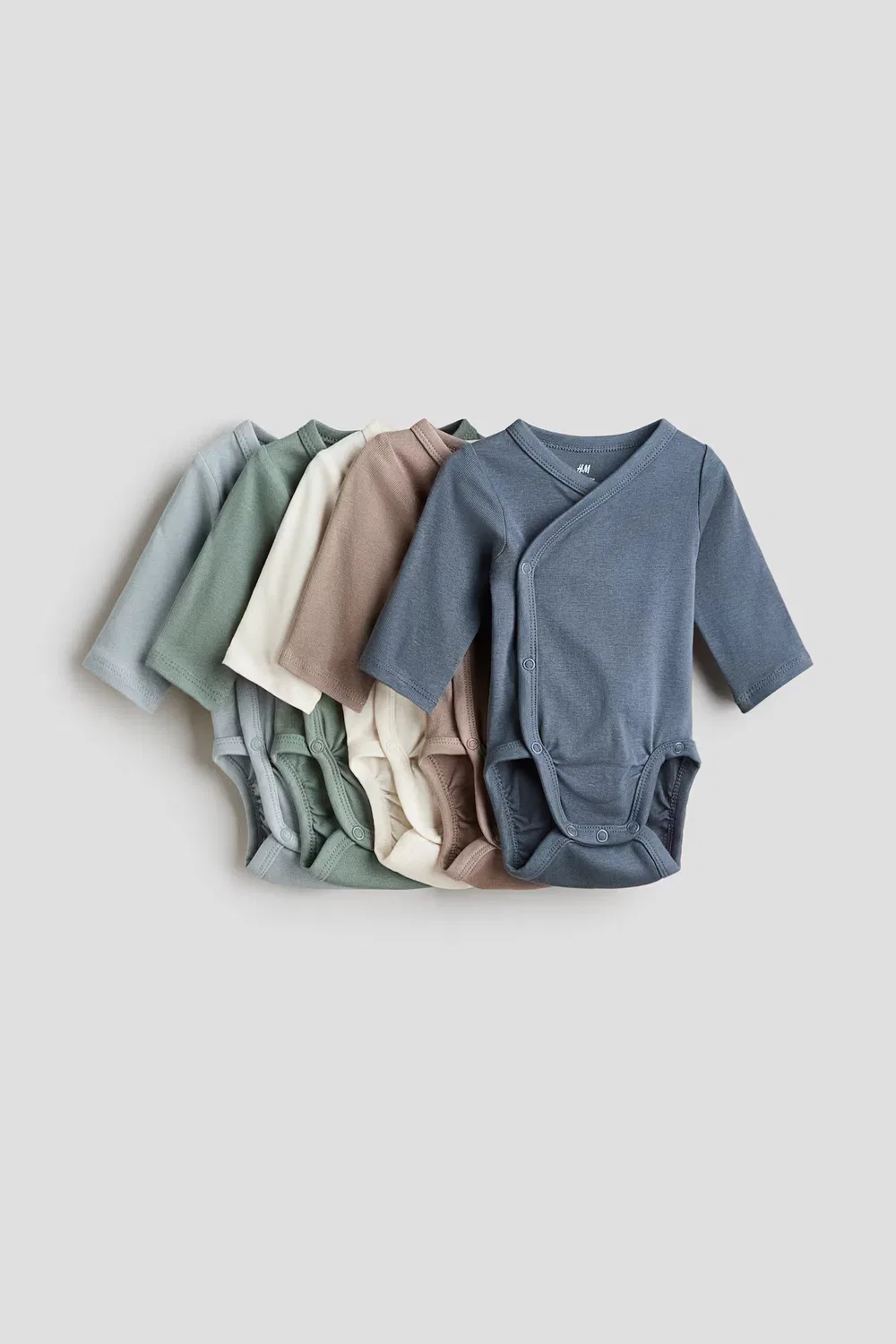 Набор из 5 боди-оберток H&M, Mattblau/Khakigrün