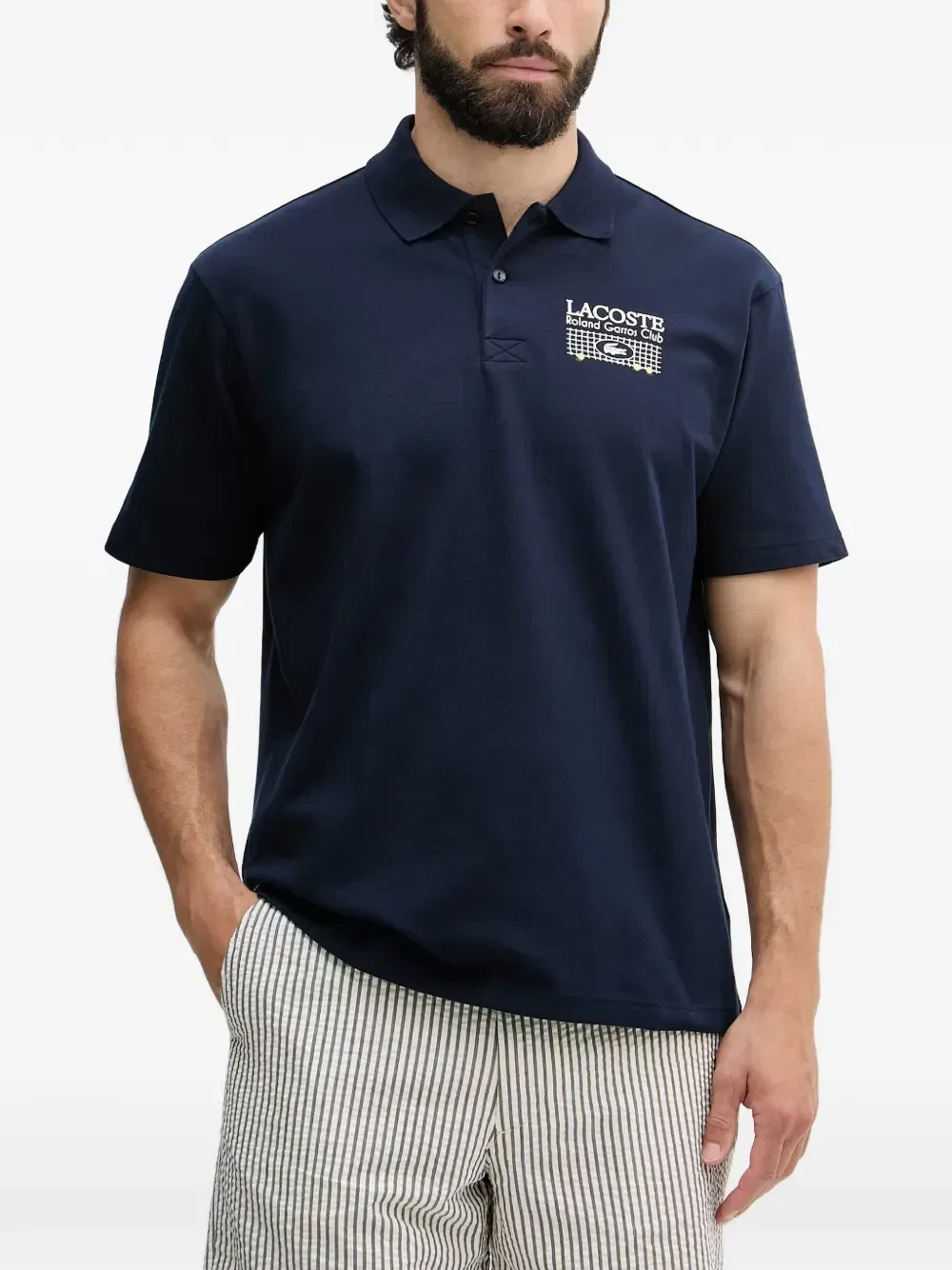 Хлопковое поло Lacoste Roland-Garros Club, синий