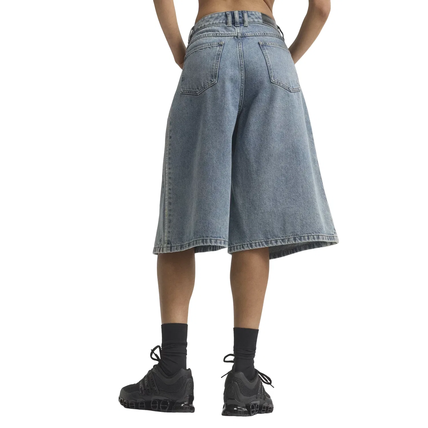 Женские джинсовые шорты с завышенной талией Worn Blue Denim Adidas, синий — фото 3