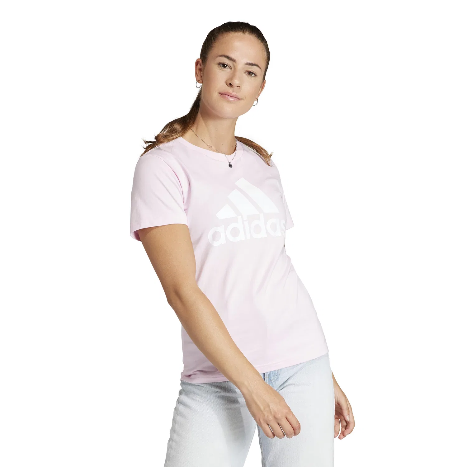 Женская футболка с логотипом Essentials Logo Tee adidas, Clear Pink / White
