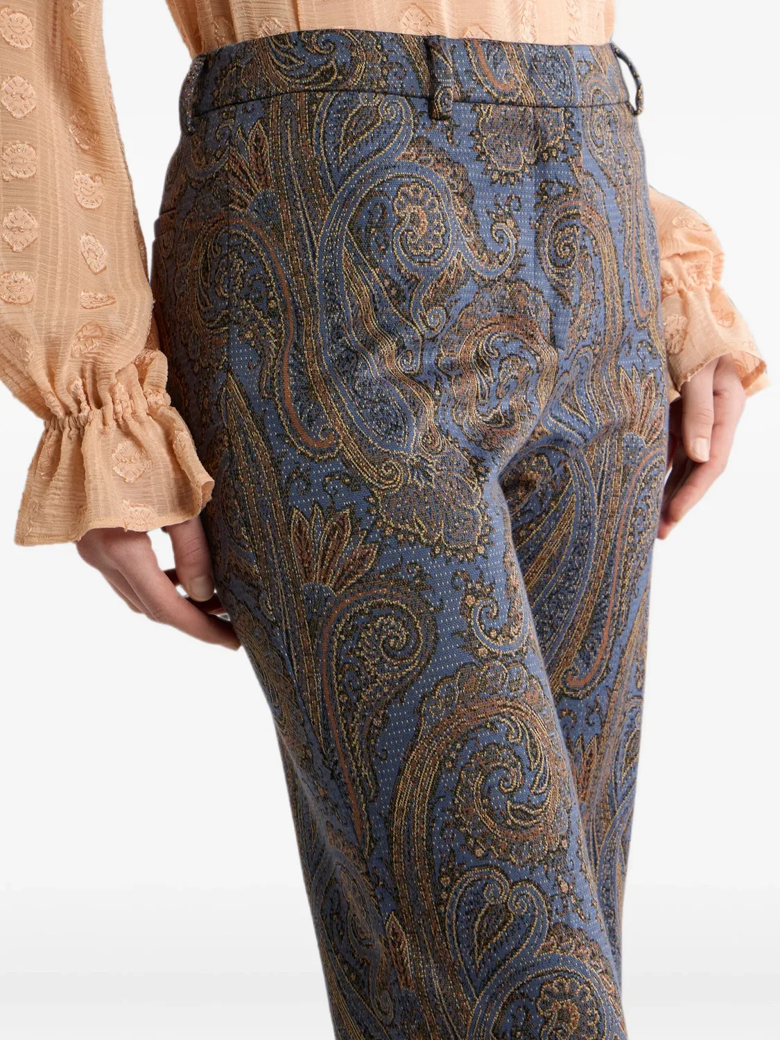 Брюки-клеш из хлопкового микса, синие ETRO, синий — фото 2