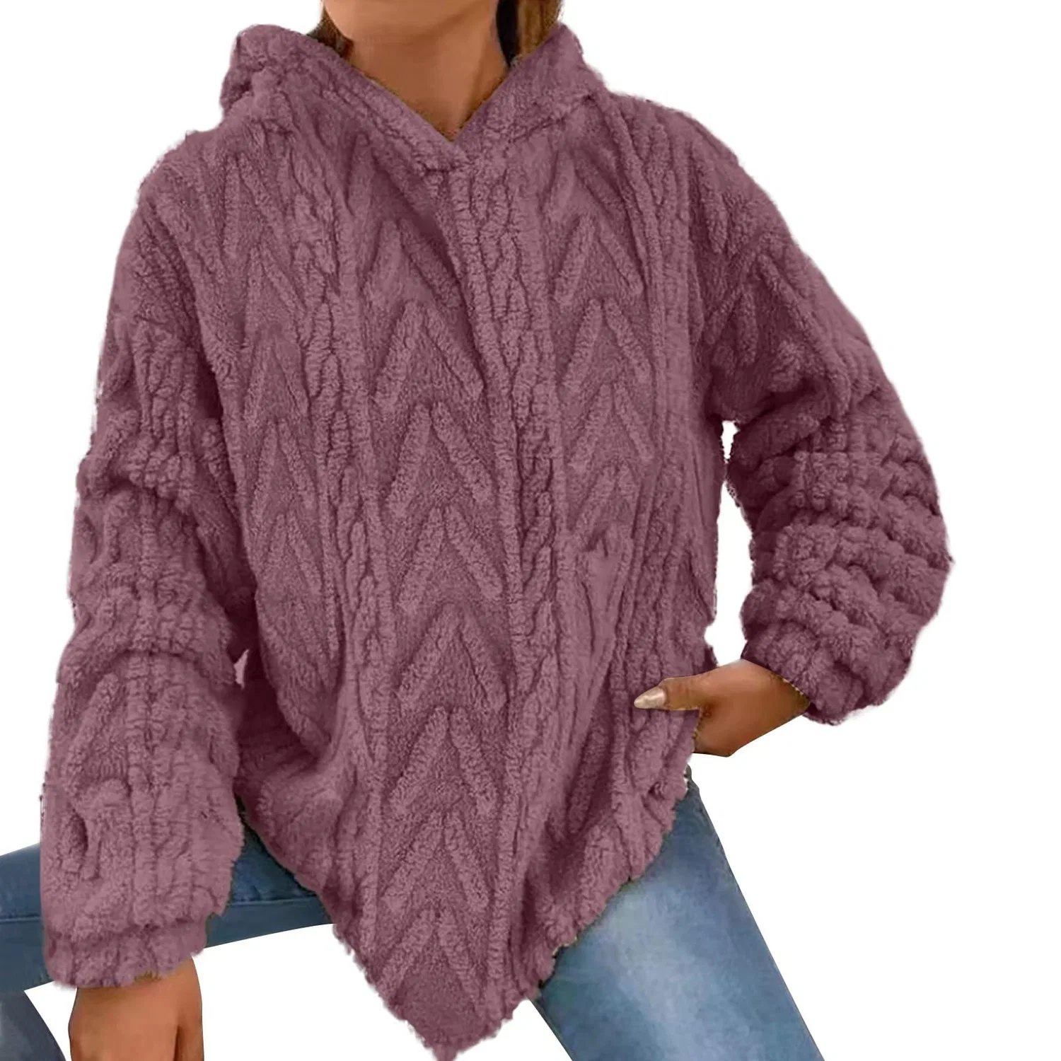Женское зимнее пальто с капюшоном из флиса, Rosa