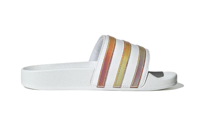 Детские шлепанцы с принтом Adidas Adilette Slide J, White Multi-Color — фото 3