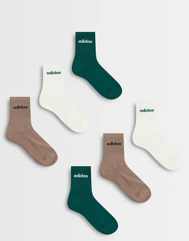 Носки высокие с линейным логотипом 6 шт Adidas Originals, кремовый/зеленый/коричневый