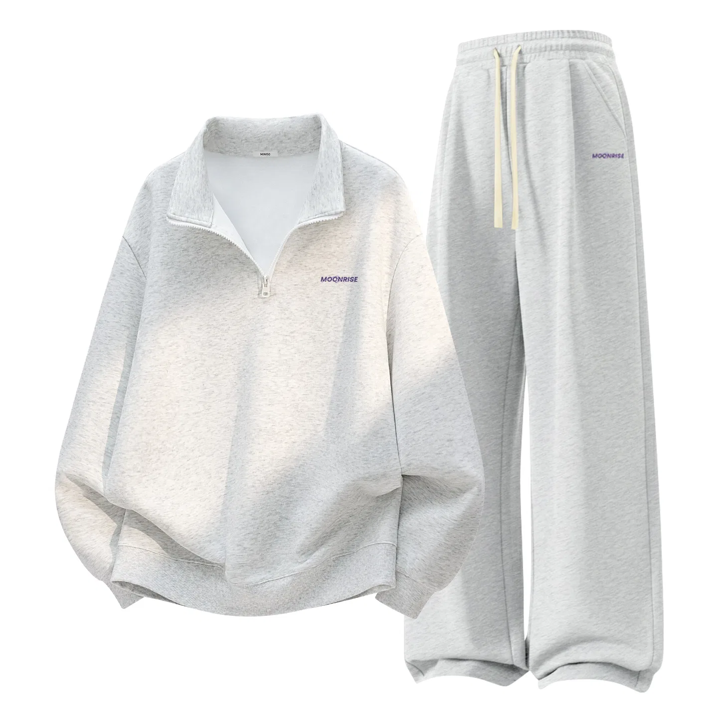 Детский комплект свитшотов с полуводолазкой MINISO, Light Beige Black — фото 3