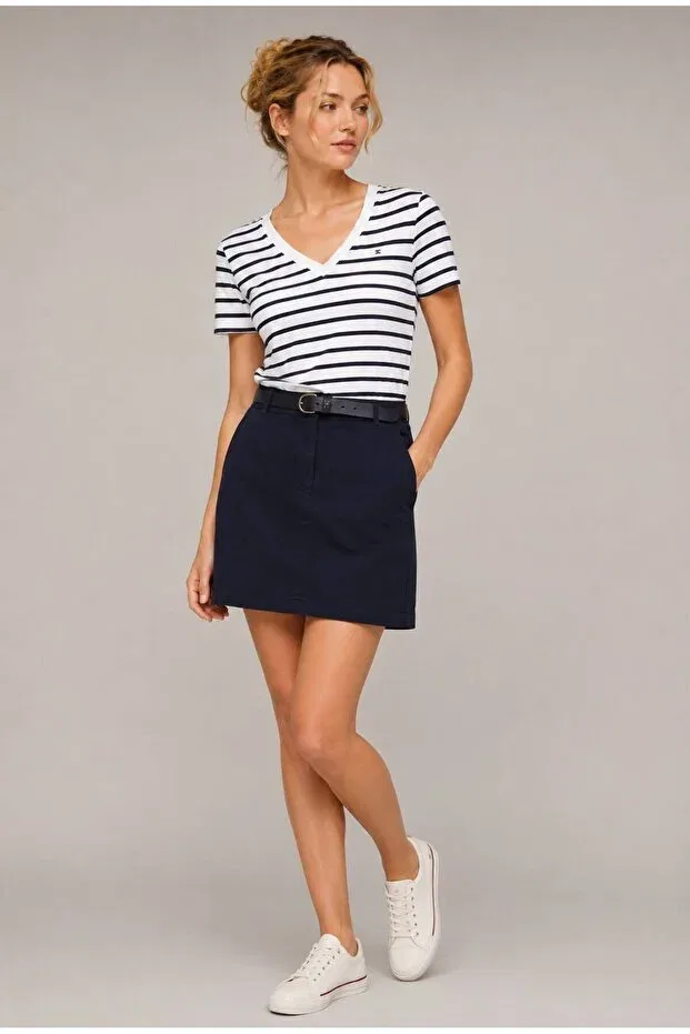 Женская футболка с v-образным вырезом Tommy Hilfiger, White Black — фото 4