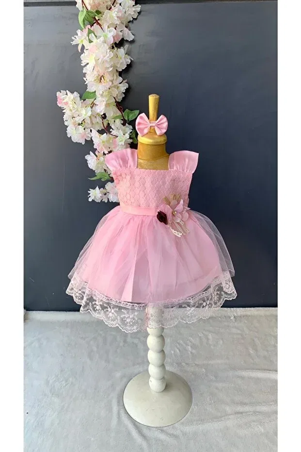 Детское платье для новорожденных без рукавов Petite Ponpon Baby, Pink