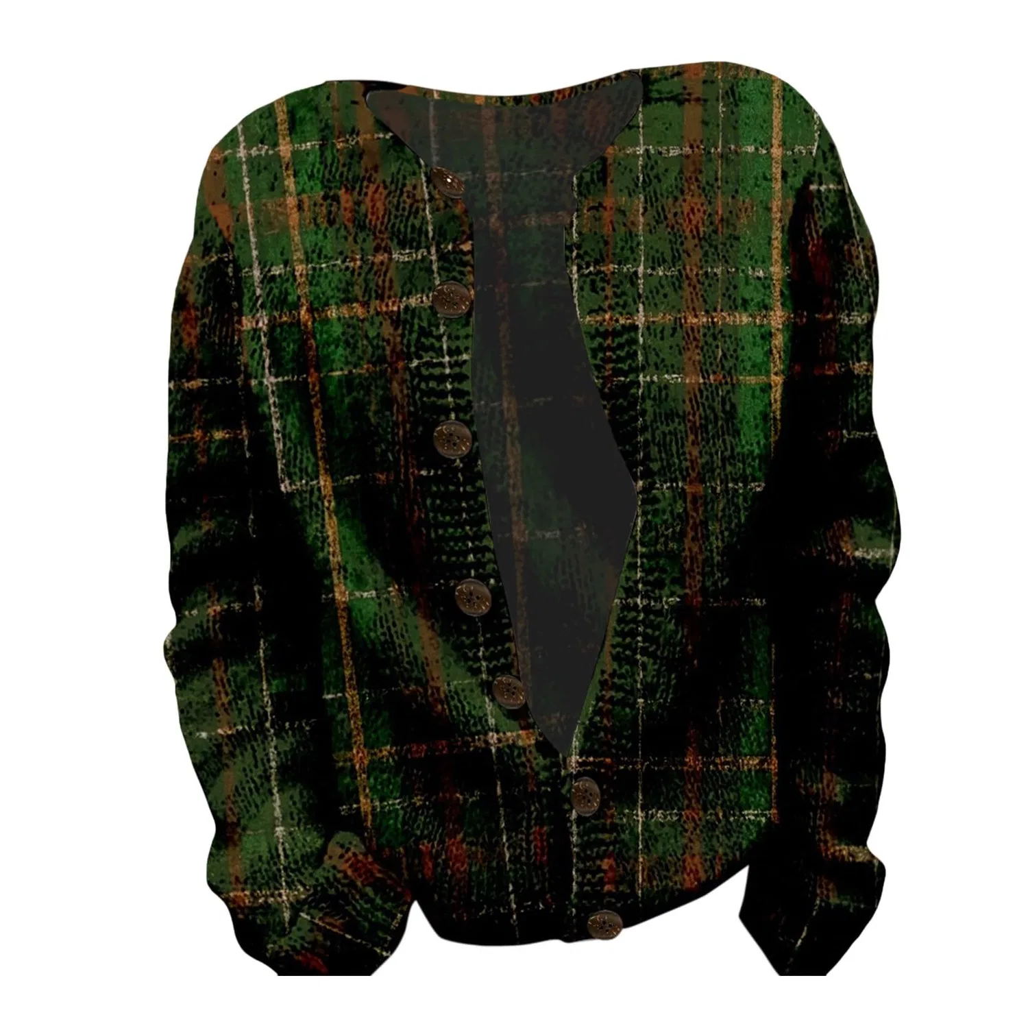 Женский кардиган с принтом Cardigan natalizio da donna, divertente, lavorato a maglia, con bottoni, aperto sul davanti, maglioni, cappotto, festival, maglieria, festa, Verde — фото 2