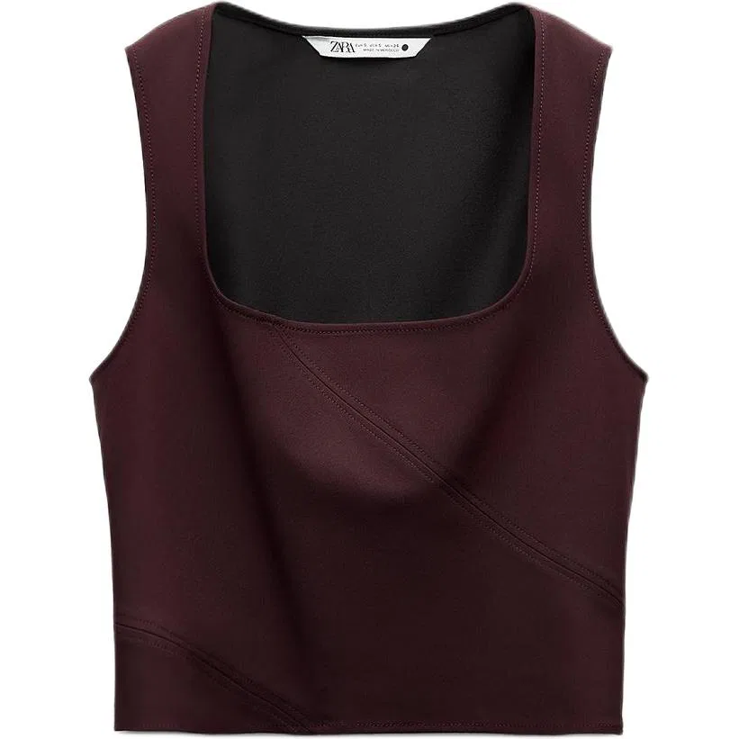 Женский топ-майка без рукавов ZW Series ZARA, Burgundy Burgundy