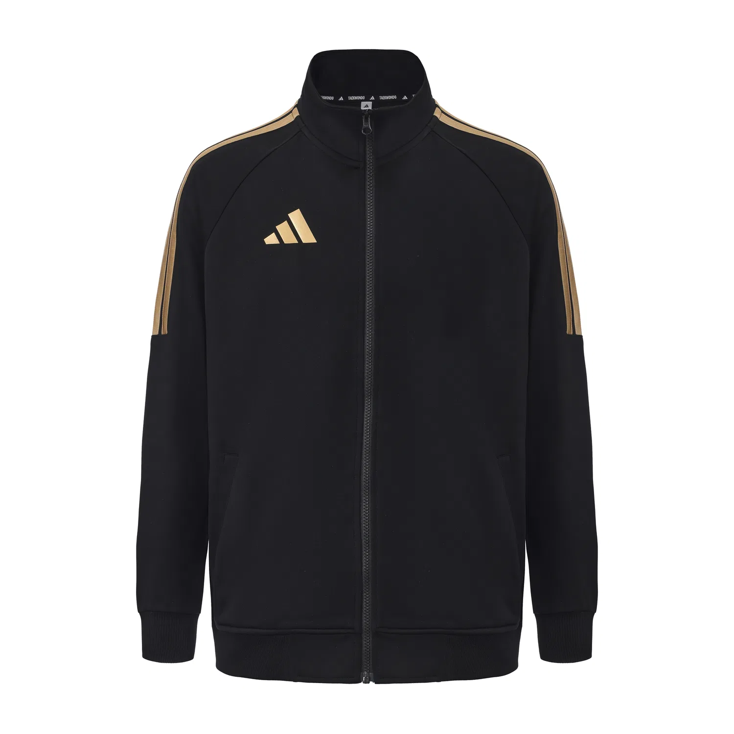 Куртка Adidas с воротником-стойкой, Black with Gold Stripes