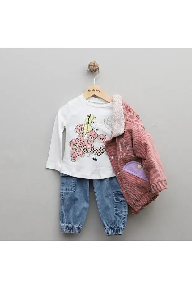 Детское пальто для девочек из вельвета Ma Moi Baby, Dried Rose — фото 2