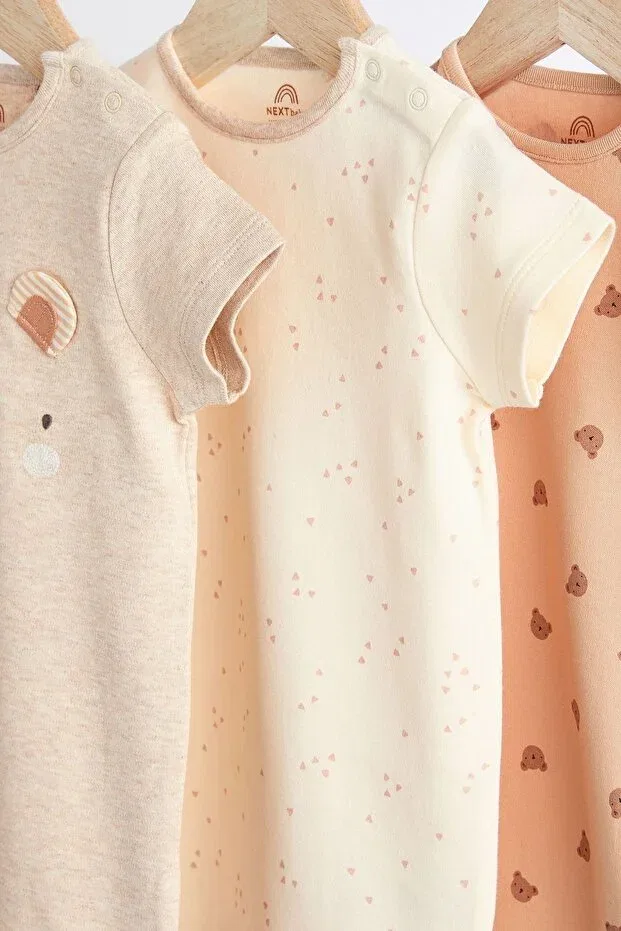 Детское боди-комбинезон с принтом Teddy Bear Next Baby, Nude Color — фото 3