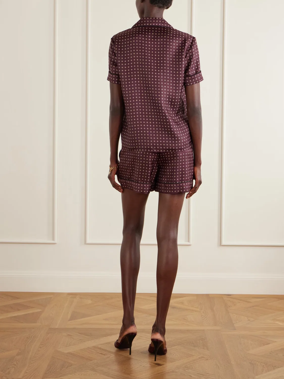Рубашка из набивного шелкового твила Saint Laurent, Burgundy — фото 4
