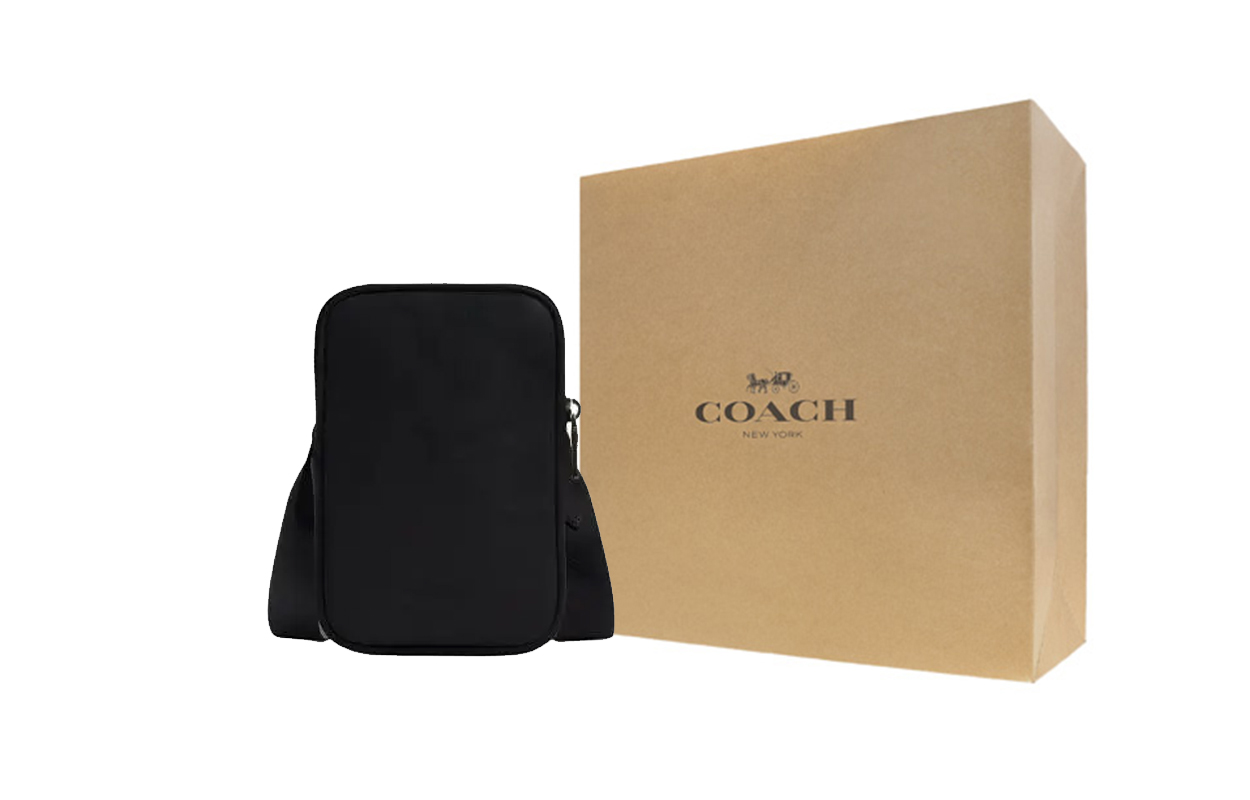 

COACH Стильная кожаная сумка через плечо мини с гальваническим узором в бронзово-черном цвете