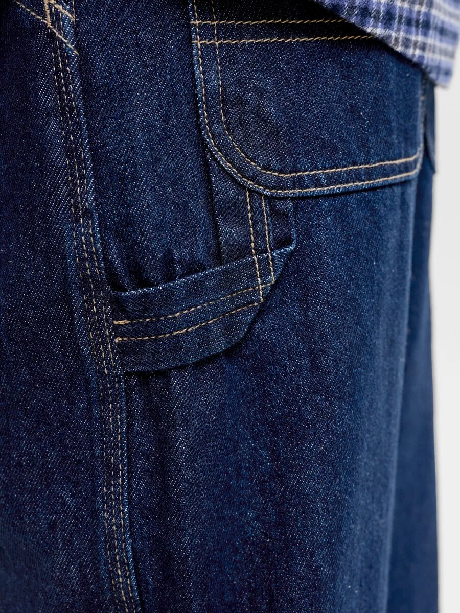 Детские джинсы Jack & Jones Junior Baggy Jeans 'JJIALEX JJCARPENTER' темно-синего цвета — фото 4