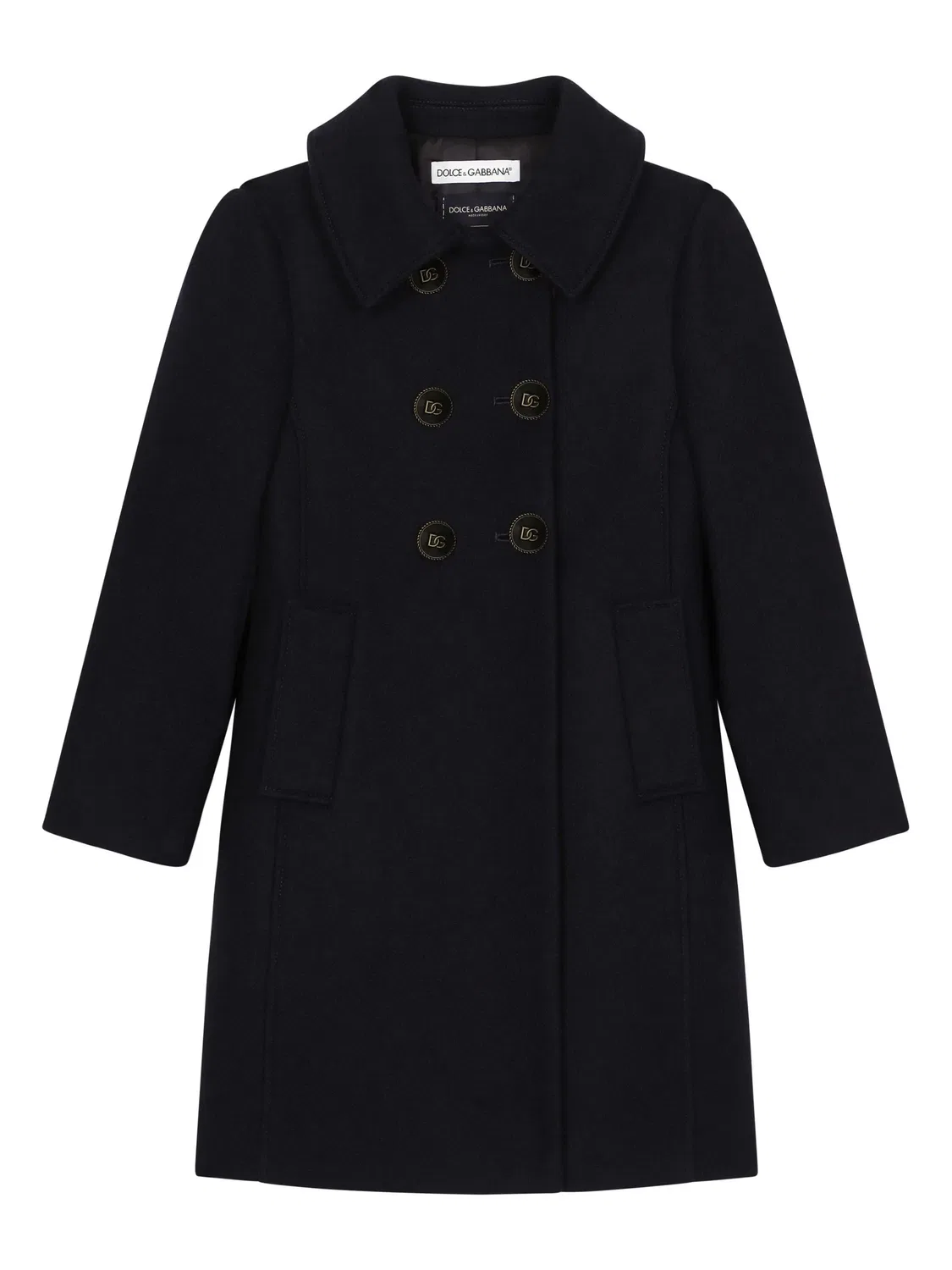 Двубортное шершащее пальто DG-Buttons Dolce & Gabbana, черный