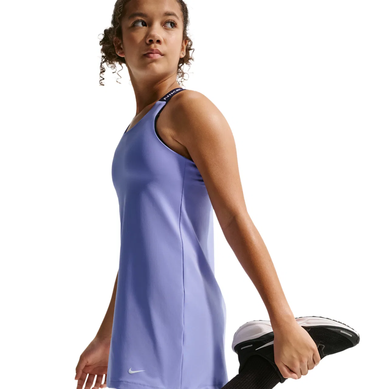 Детское платье для девочек без рукавов Nike Pro DriFit Dress Nike, Black/Light Thistle/White — фото 4