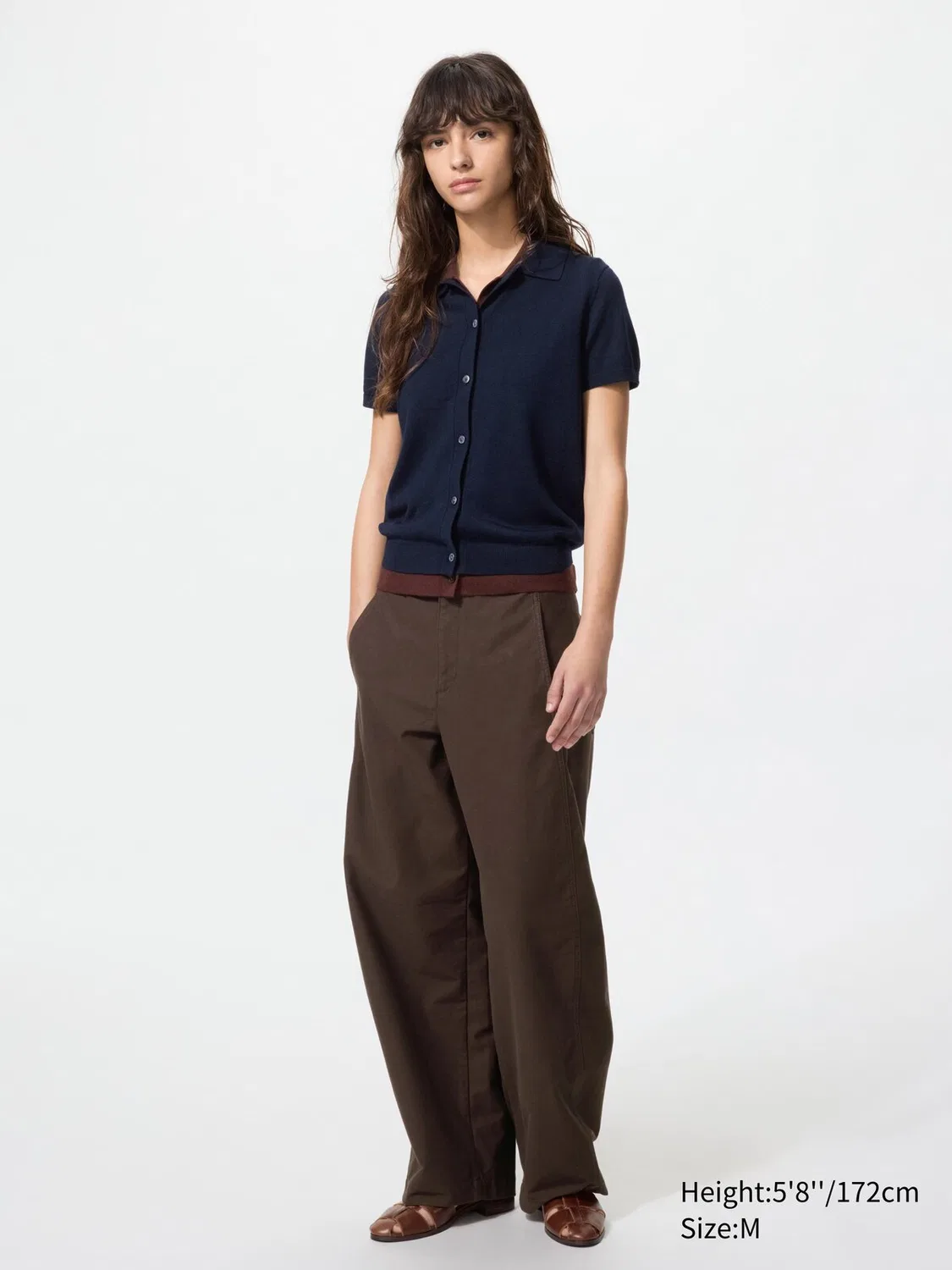 Кардиган-Поло Uniqlo, смесь мериносовой шерсти, короткий рукав, кремовый — фото 2