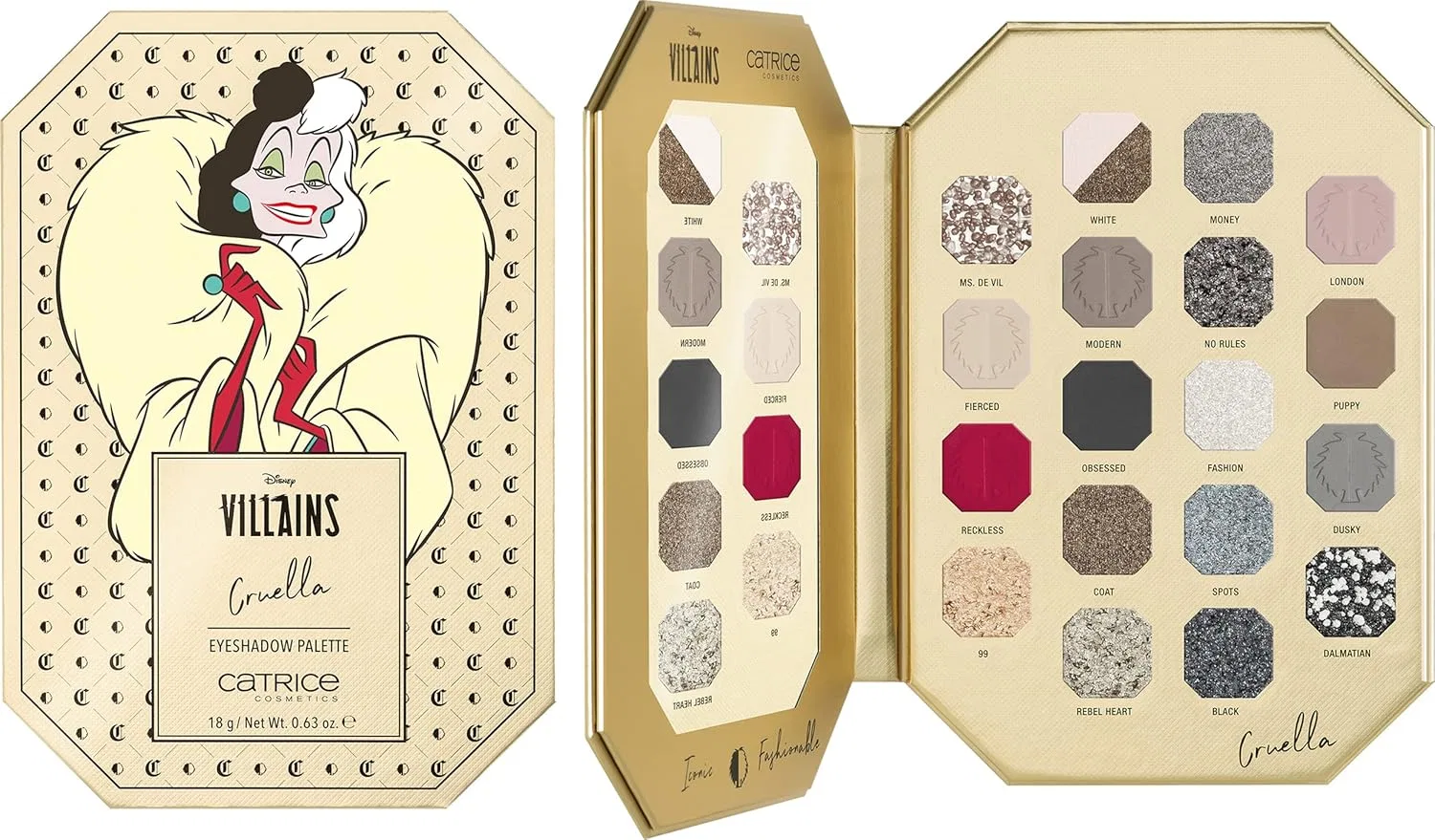 Палетка теней для век Catrice Disney Villains Cruella, 18 оттенков, 18 г, Multicoloured