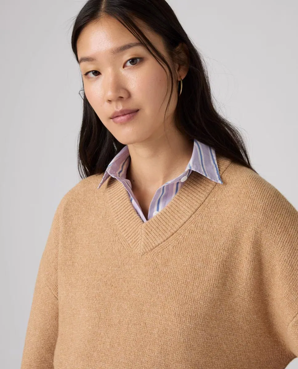 Женский джемпер трикотажный, Cuello Pico, Levi's, светло-коричневый — фото 3