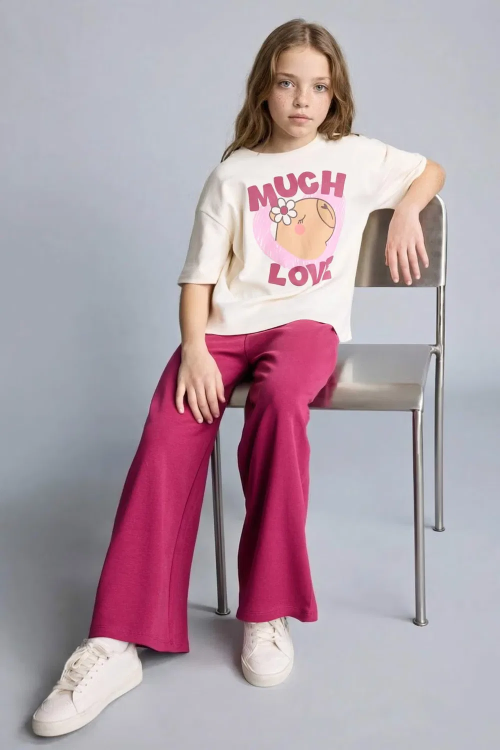 Комплект трикотажный с принтом 2 piece regular fit set Defacto, экрю