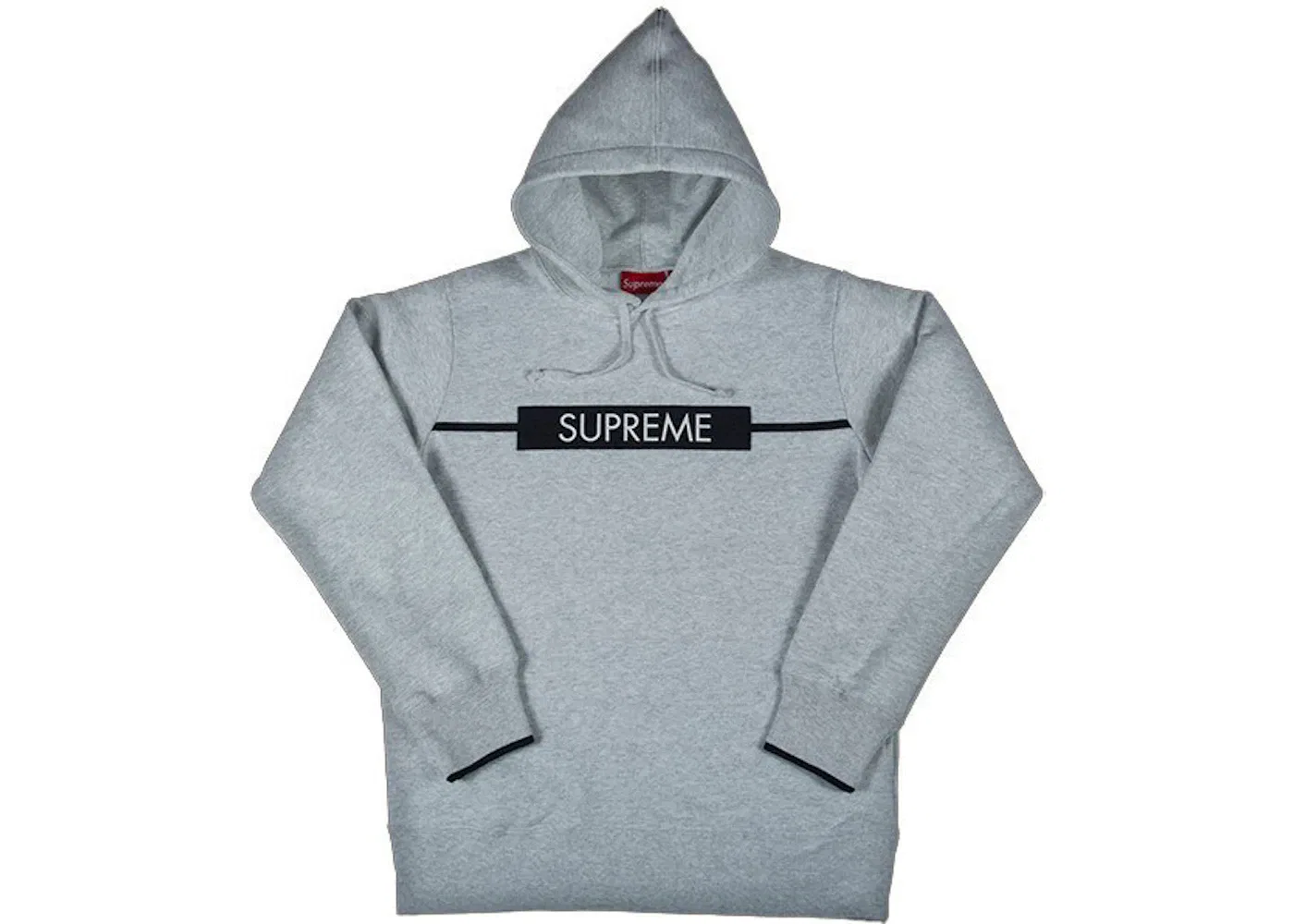 Мужская худи с принтом Supreme Chest Twill Tape Hooded Sweatshirt, Grey