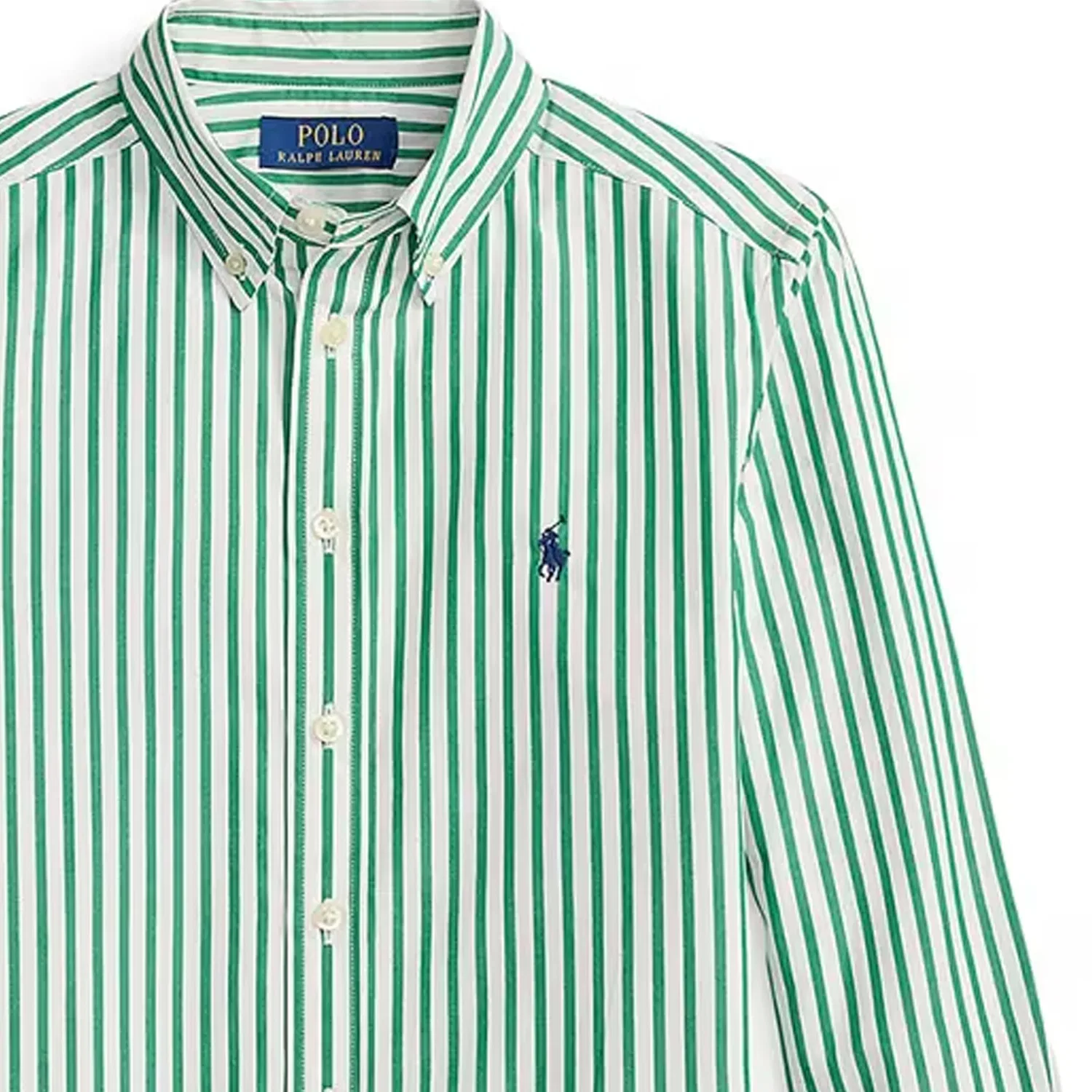 Детская рубашка поло с длинным рукавом Polo Ralph Lauren, Cruise Green White — фото 4
