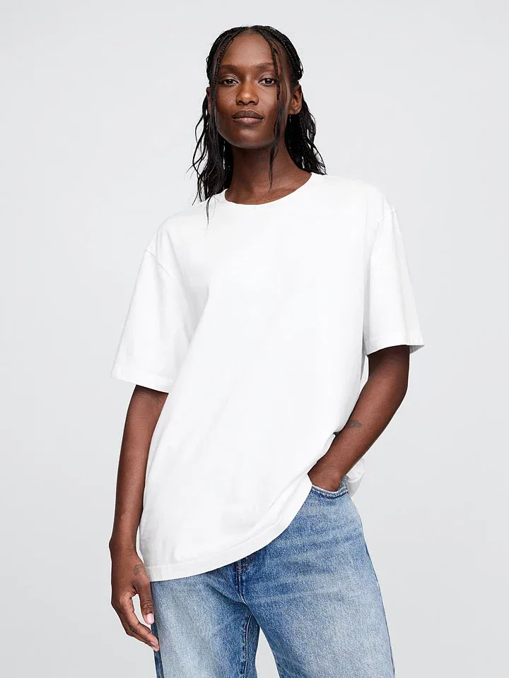 Женская свободная футболка GAP, White — фото 3
