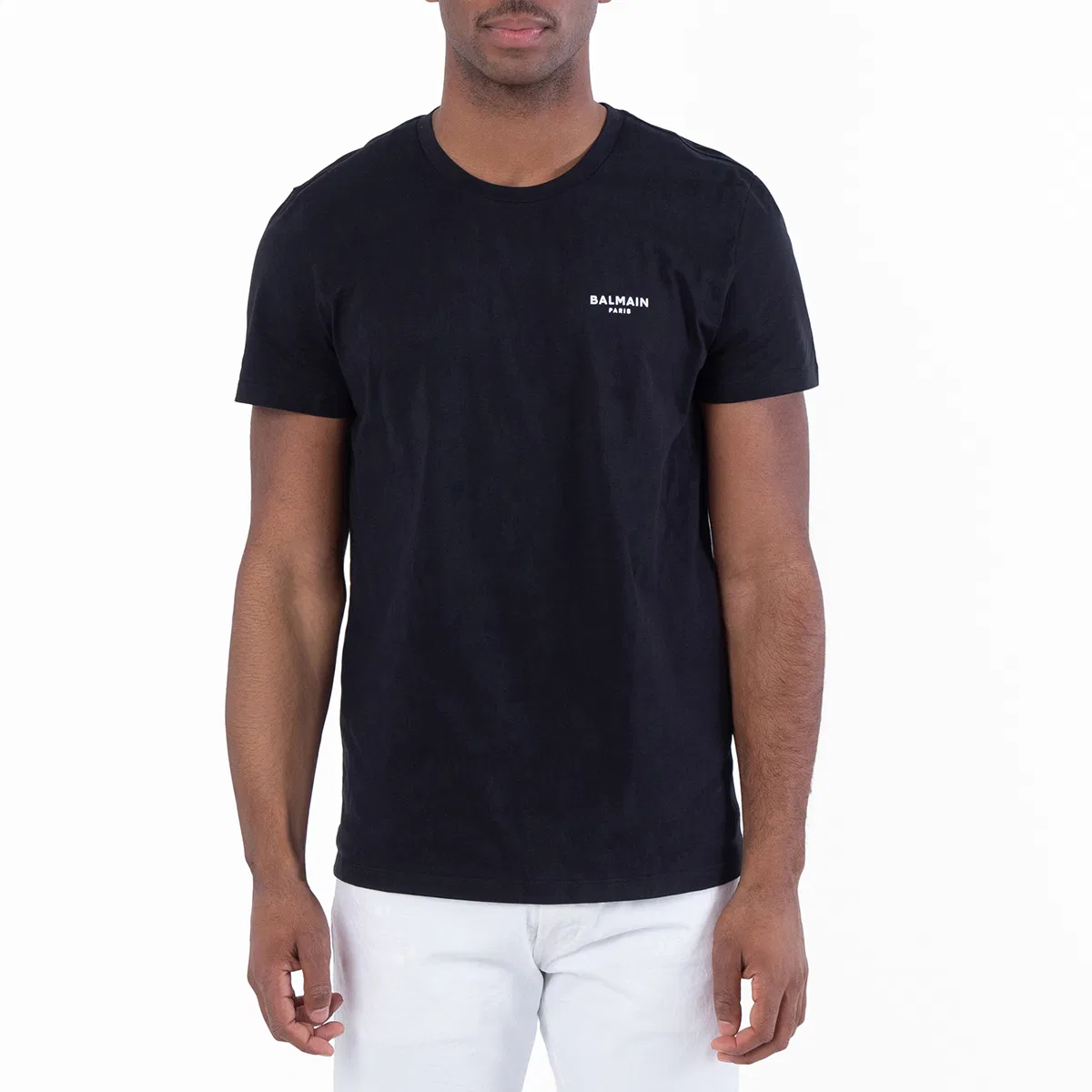 Футболка с принтом Small Flock Logo Print Balmain, Eab Black/White