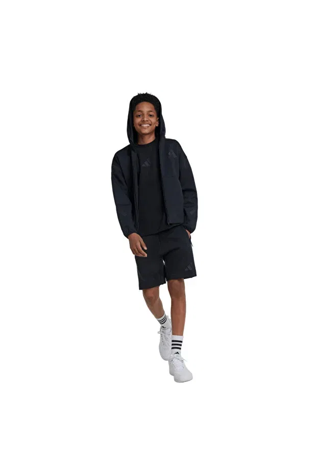 Детские спортивный свитшот для девочек с капюшоном Adidas, Black