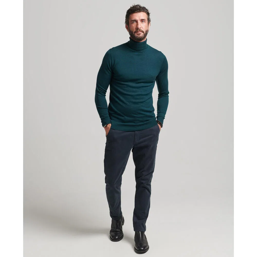 Мужской свитер с высоким воротником Merino Superdry, Grun — фото 2
