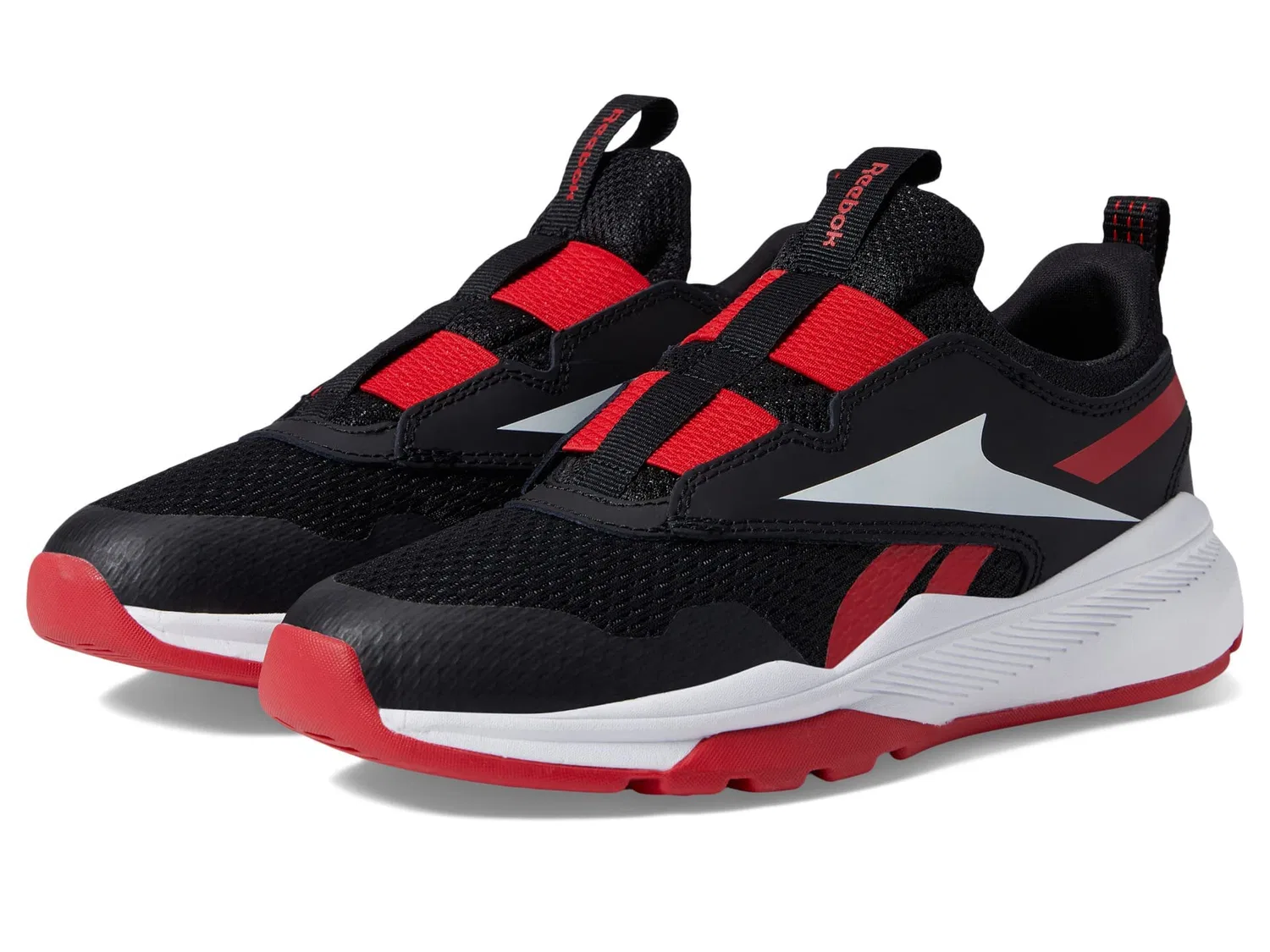 Детские кроссовки для девочек с принтом Xt Sprinter Slip on Reebok, Black White Red Vector — фото 2