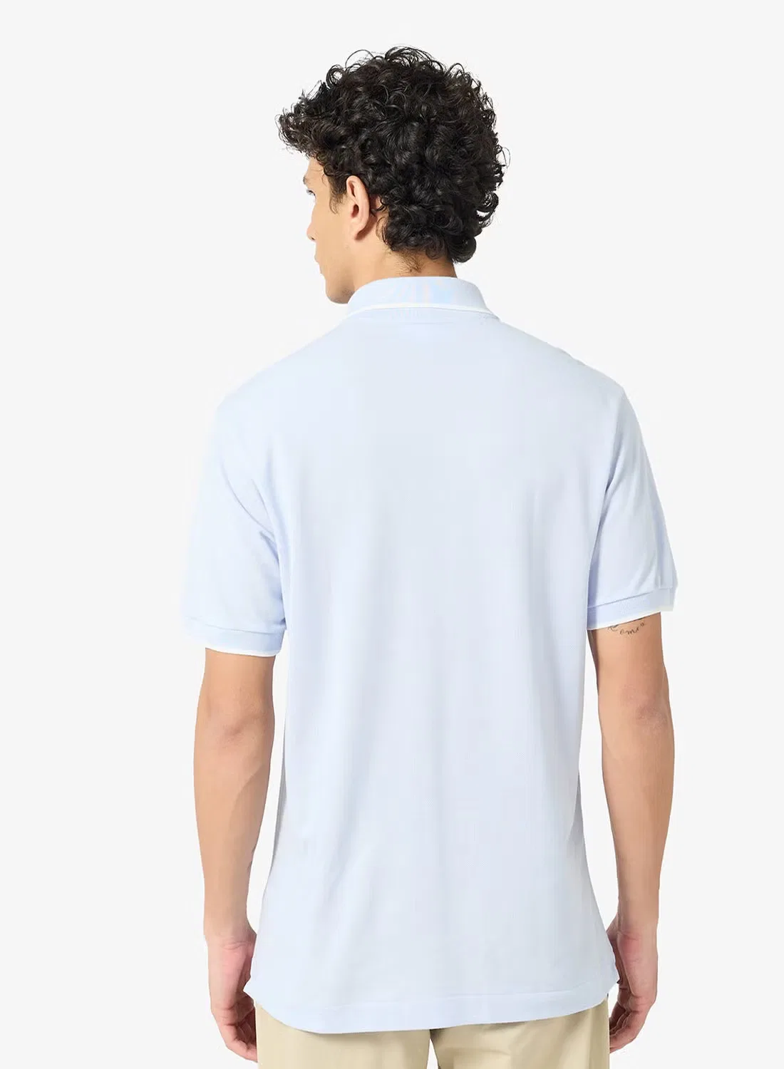 Поло классического кроя с карманом Lacoste, синий — фото 2