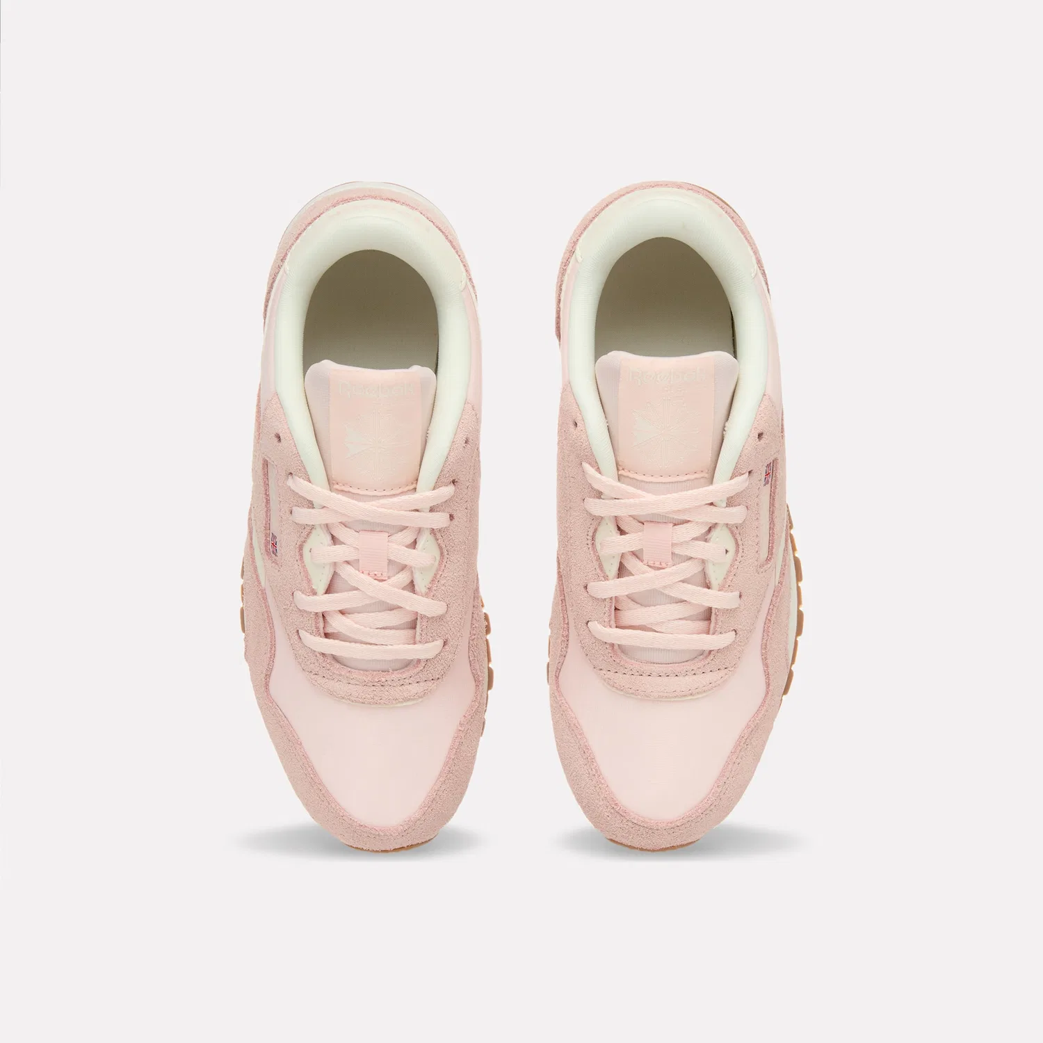 Детские кроссовки на шнуровке Reebok Classic CL NYLON, Pure Pink/Chalk/Gum — фото 3