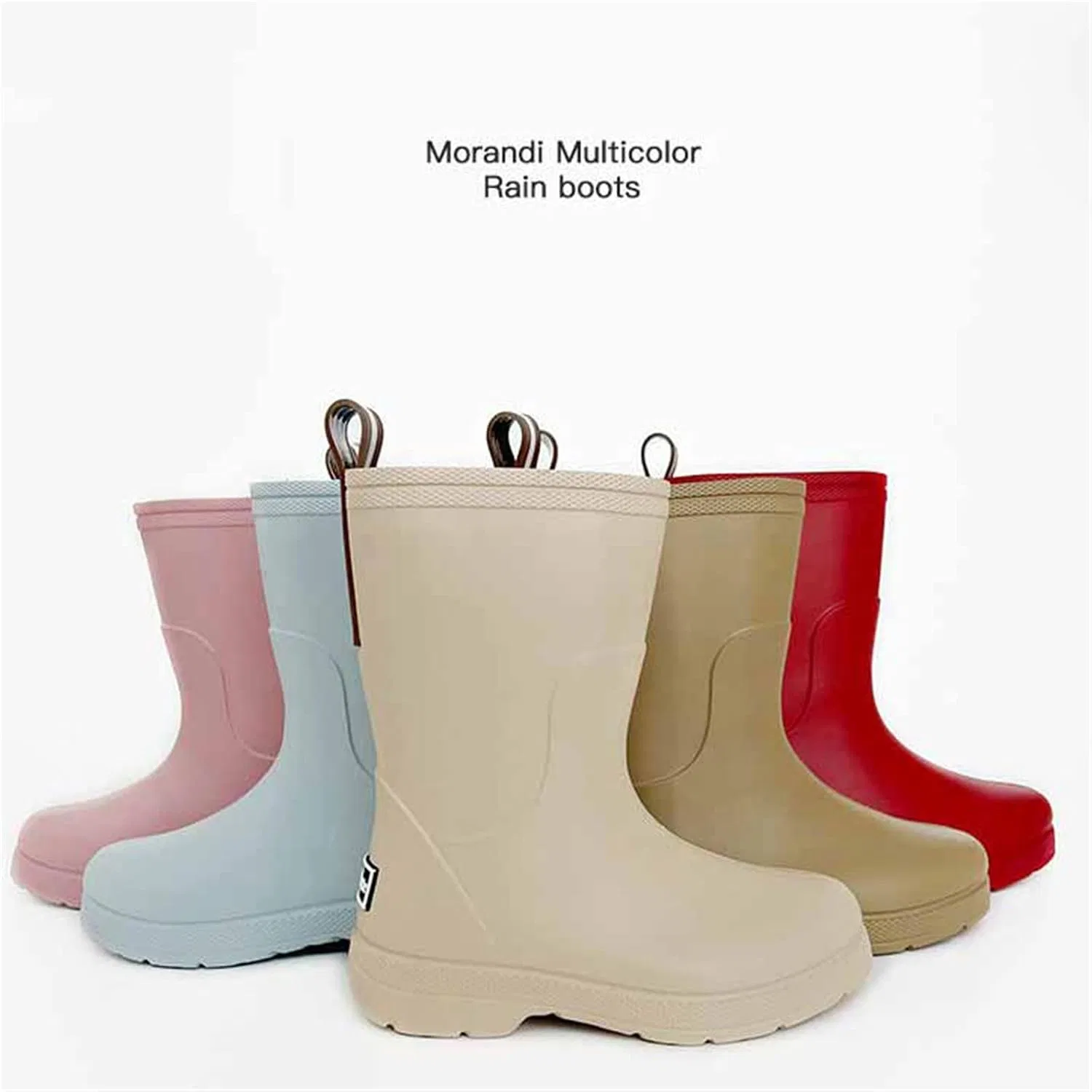 Детские резиновые сапоги с текстурированной подошвой Boys Girls Classic Plain Rain Boots, Red — фото 3