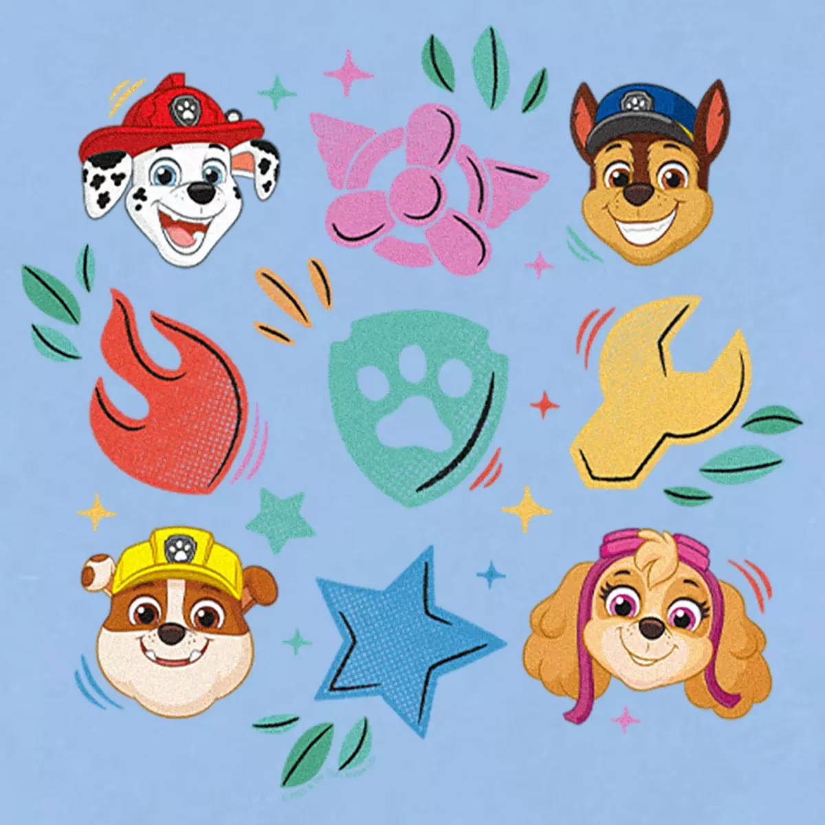 Детское футболка с принтом PAW Patrol Team Icons PAW Patrol, Light Blue — фото 2