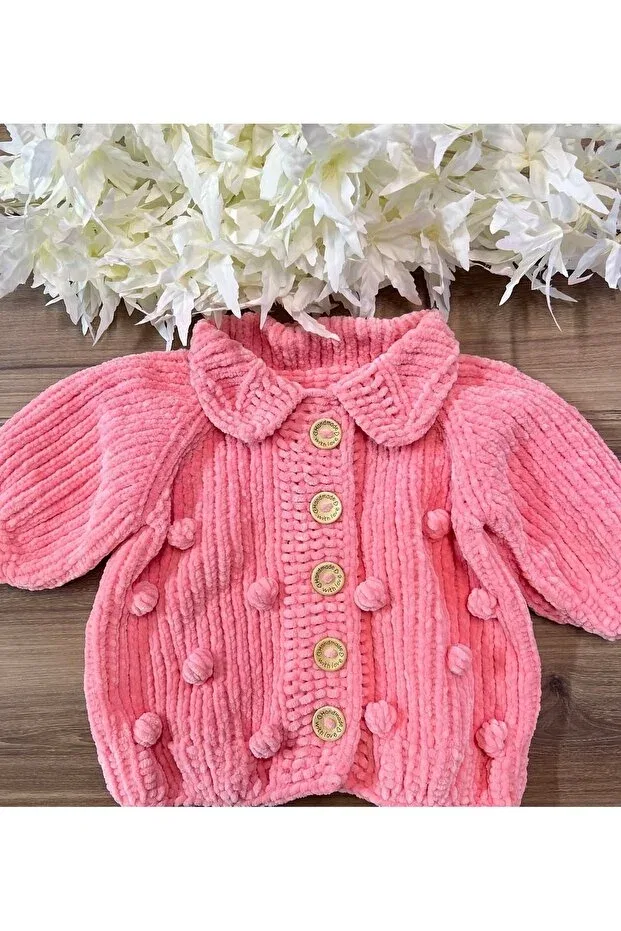 Детский кардиган из велюра Hobi Köşem, Pink